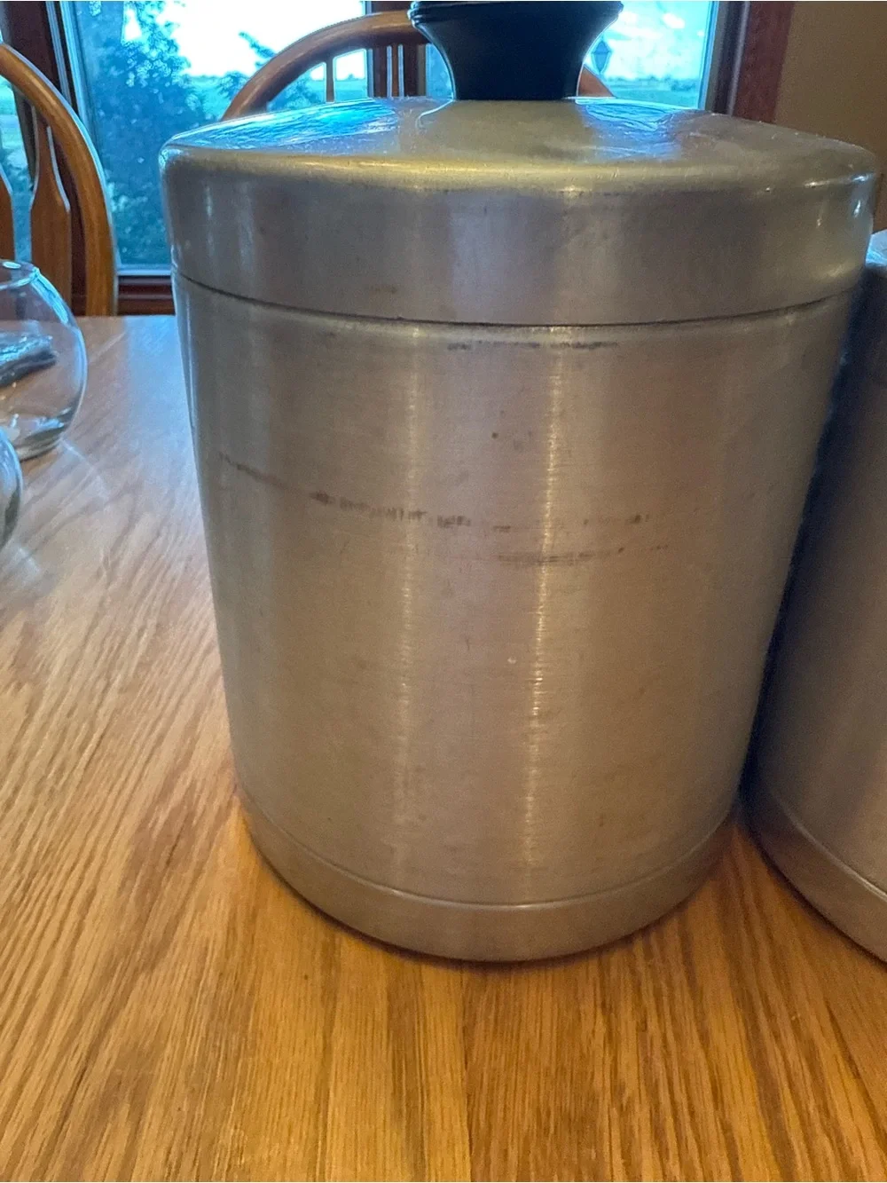 Vintage Essex Aluminum Metal Canister Set with Black Knob Lids
